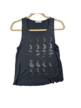 ✨3/$30 Ginger G Womens S Grey Moon Phase Tank Top Sleeveless Scoop Neck Casual